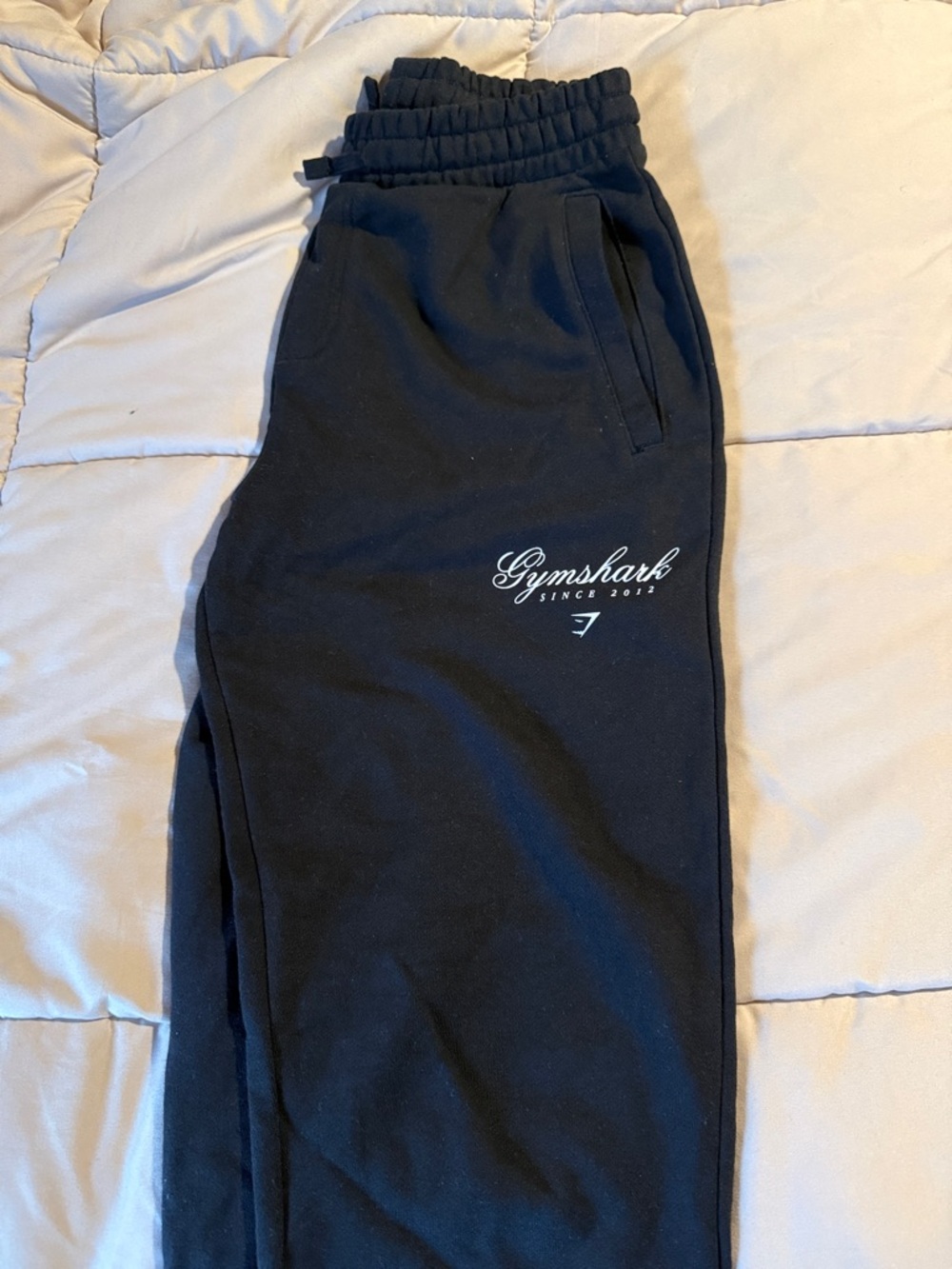 Gymshark Black Sweat Joggers with White Script Logo